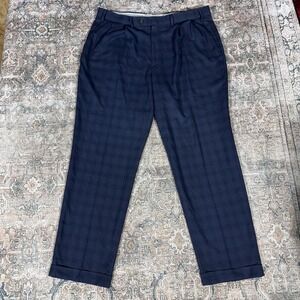 Ralph Lauren Plaid Dress Pants Blue Slacks 38x32